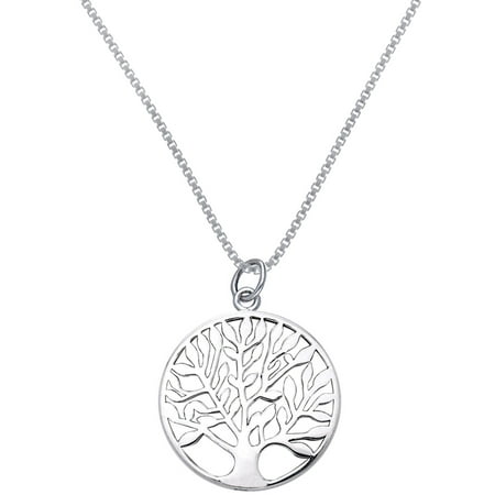 - Sterling Silver Celtic Tree of Life Pendant on 18 Inch Box Chain Necklace
