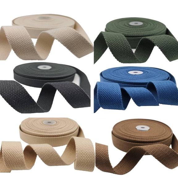 Heavy Cotton Webbing - Straps for Arts and Crafts, Luxury Bag Strap High Density Webbing (Mixed Color, 1 Inches x 12 Yards)
