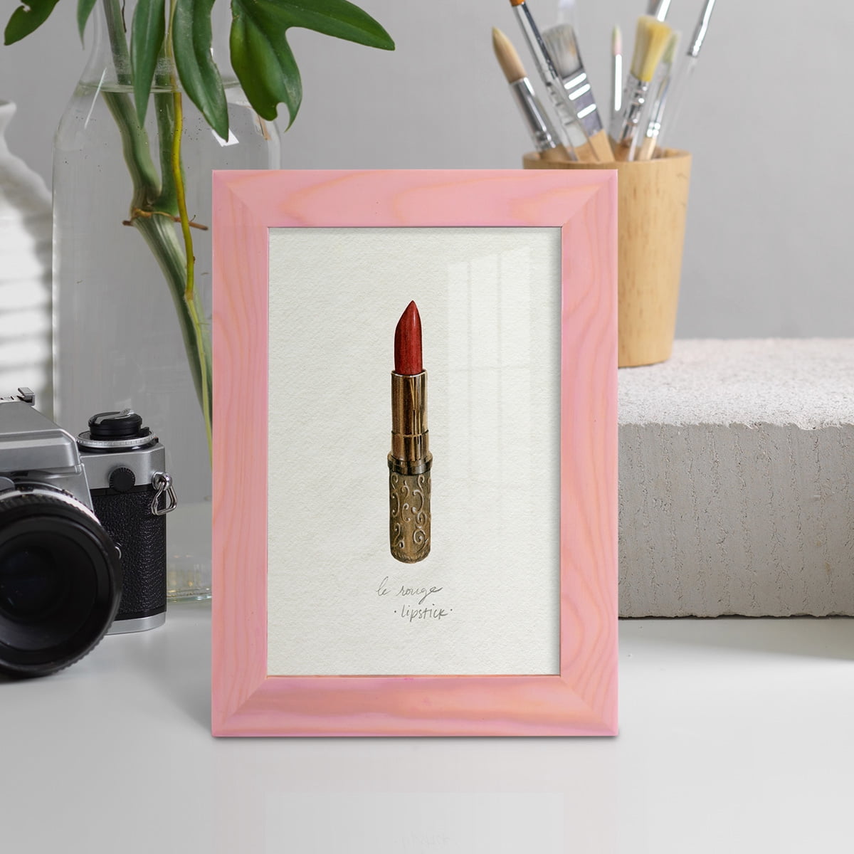 Gilded Toiletries III - Framed Print w/glass - Sunset Pink