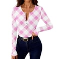 thumbnail image 6 of SDNall Women's Stretch Casual Long Sleeve V-Neck Top, Striped Ribbed Knit Button-Down Blouse, 6 of 9