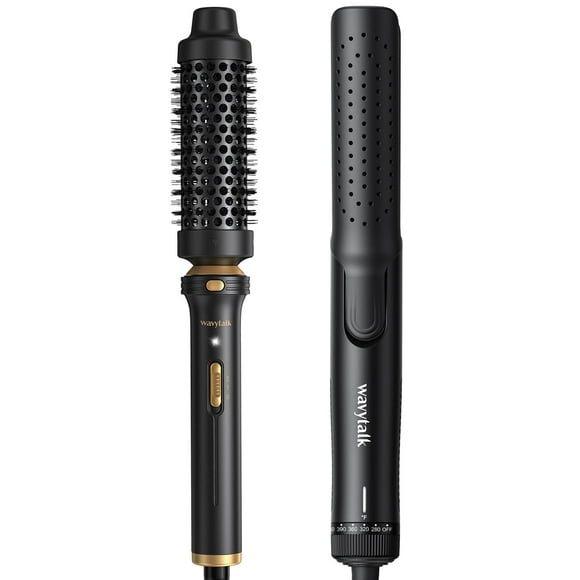 Wavytalk Thermal Brush, Heated Round Brush and Wavytalk 1 Inch Curling Iron, Airflow Styler with 360° Cooling Air