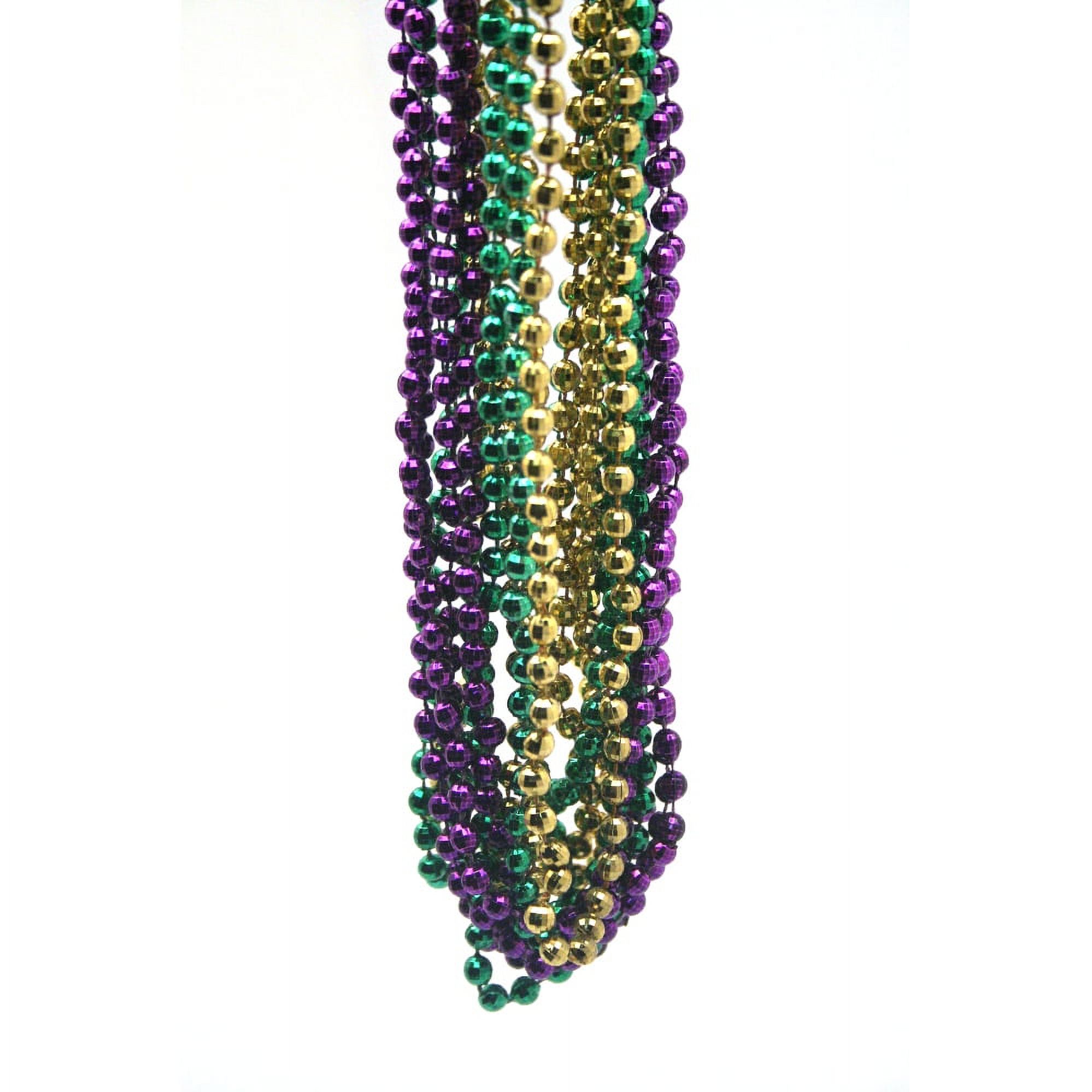 33" 7mm Mardi Gras Disco Ball  Party Beads Necklaces 12ct, Purple Green Gold - image 2 of 2