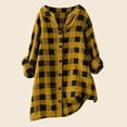 thumbnail image 2 of vigerkar Womens Plaid Shirts Oversized Button Down Shirts Long Sleeve Cotton Checkered Casual Blouse Top (Gold, S), 2 of 5