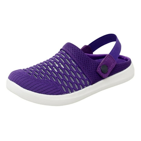 QYZEU Womens Dress Shoes Comfortable Women Winter Shoes Casual Women s Large Size Mesh Mesh Breathable Round Head Solid Color Sandals Slippers To Wear Shoes Lady Purple 39