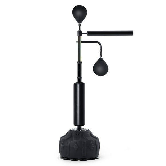 KFFKFF Martial Arts Speed Coach, Striking Bag on Stand, Reaction Boxing Bag for Adolescents & Grown-ups, Flexible Height Standalone Punching Bag Kit with Mitts, Exercise Speed Bag
