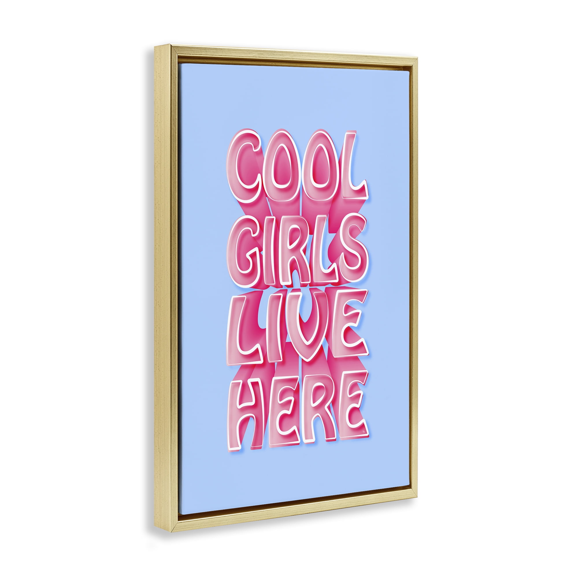 Stupell Industries Cool Girls Live Here Typography Painting Gold Floater Framed Art Print Wall Art, 21 x 31