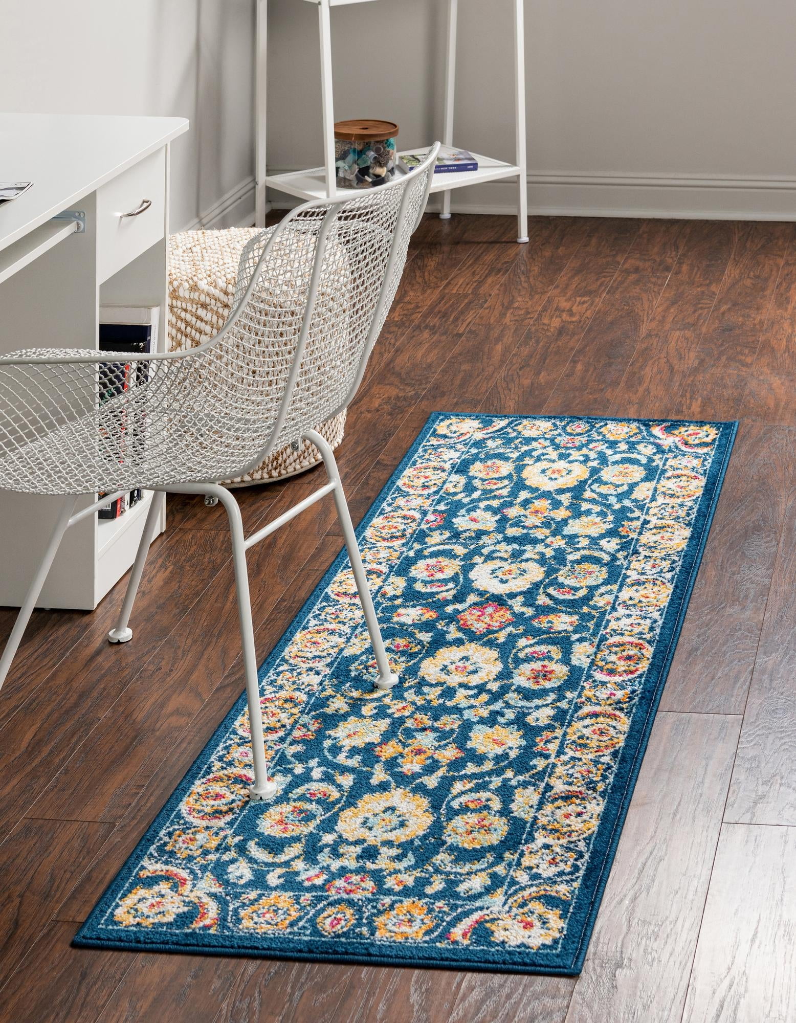 Aurelia Collection Rug 6 Ft Runner Navy Blue MediumPile Rug