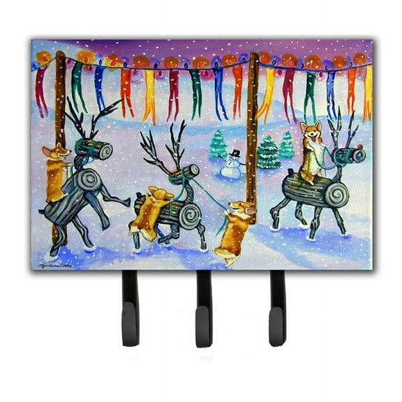 Corgi Log Reindeer Race Christmas Leash or Key Holder