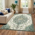 thumbnail image 2 of Assaile 8 x 10 ft Polyester Area Rugs, Green Runner Quicksand Printed, Indoor Aesthetic Machine Washable Persian Rugs for Entryway Living Room, 2 of 8