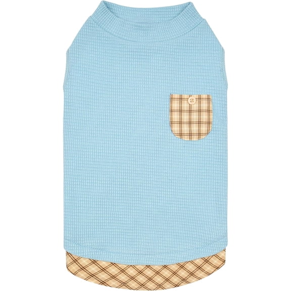 KYEESE Waffle Dog Shirt with Pocket, T-Shirt for Small Medium and Large Dogs, Blue, M