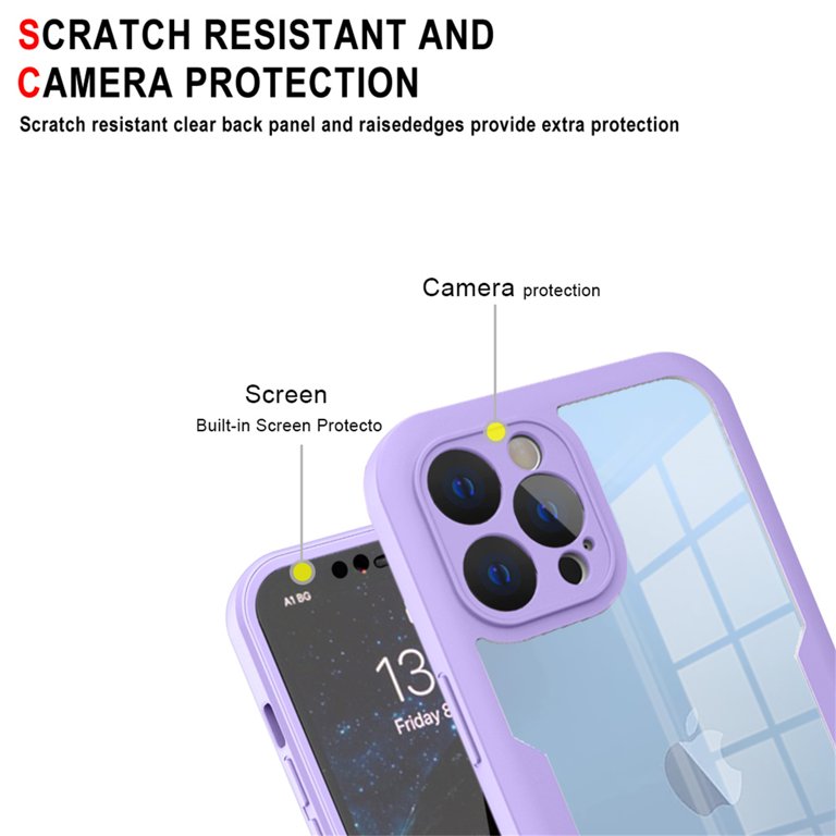 iPhone 14 Pro Max Case with Built-in Screen Protector, Clear Shockproof  Slim Full Body Protection Soft TPU Bumper Dual Layer Rugged Case Cover for iPhone  14 Pro Max 5G 6.7 Inch 2022