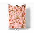 thumbnail image 5 of Pink Christmas Gingerbread Man Throw Blanket, Winter Cute Star Snowflakes Candy Cane Throws Blankets, Xmas Soft Lightweight Holiday Blanket for Couch Sofa Bed Chair Living Rooms Decor 40X50IN, 5 of 6