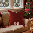 thumbnail image 4 of Japceit Christmas Bow Throw Pillow, Red Holiday Decorative Cushion with Bow Design, Soft Pillow for Sofa, Chair and Seasonal Home Decor, 4 of 6
