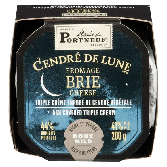 Alexis de Portneuf fromage Brie triple crème enrobé de cendre végétale Cendré de Lune