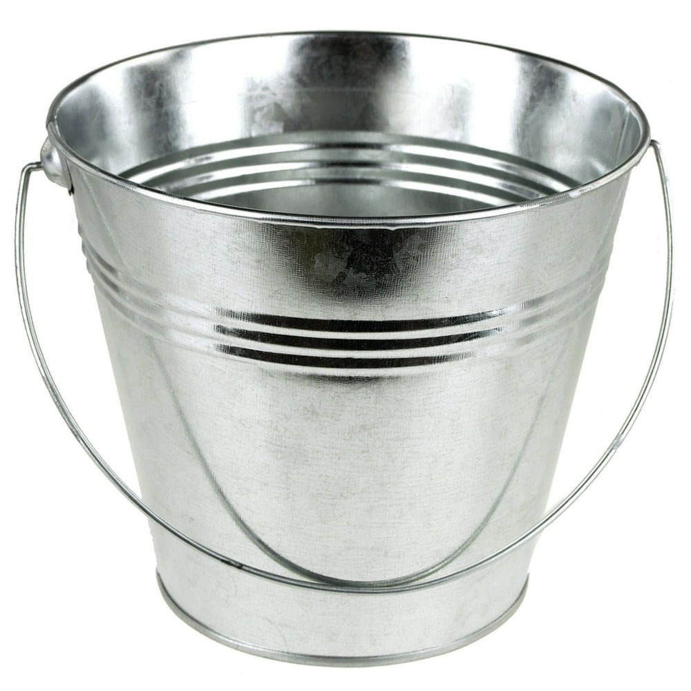 Metal Pail Bucket Party Favor, 7Inch, Silver
