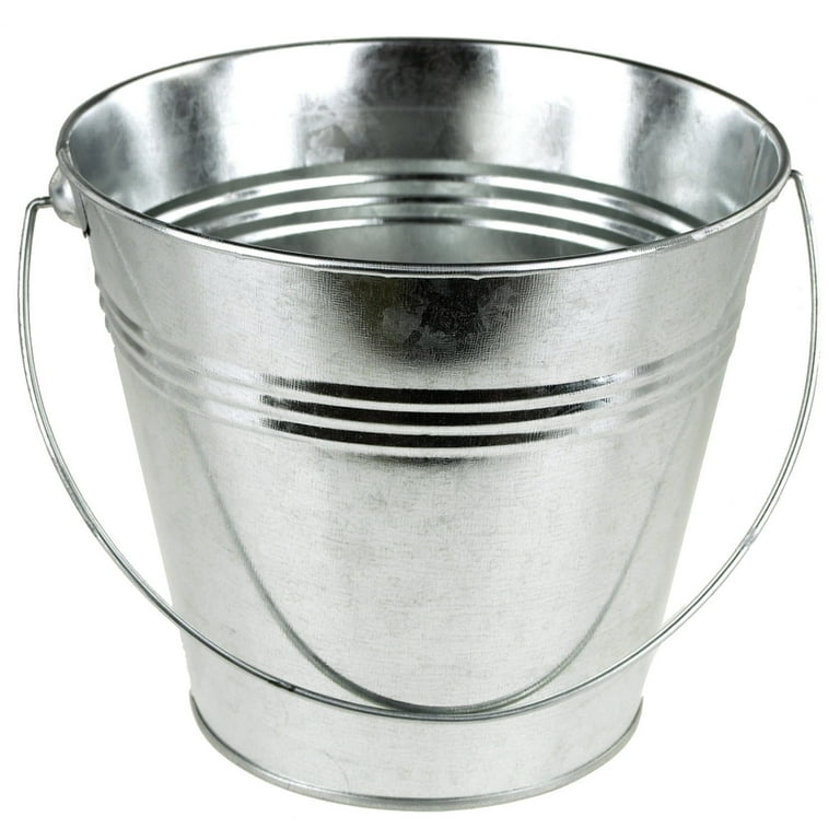 Metal Pail Bucket Party Favor, 7-Inch, Silver