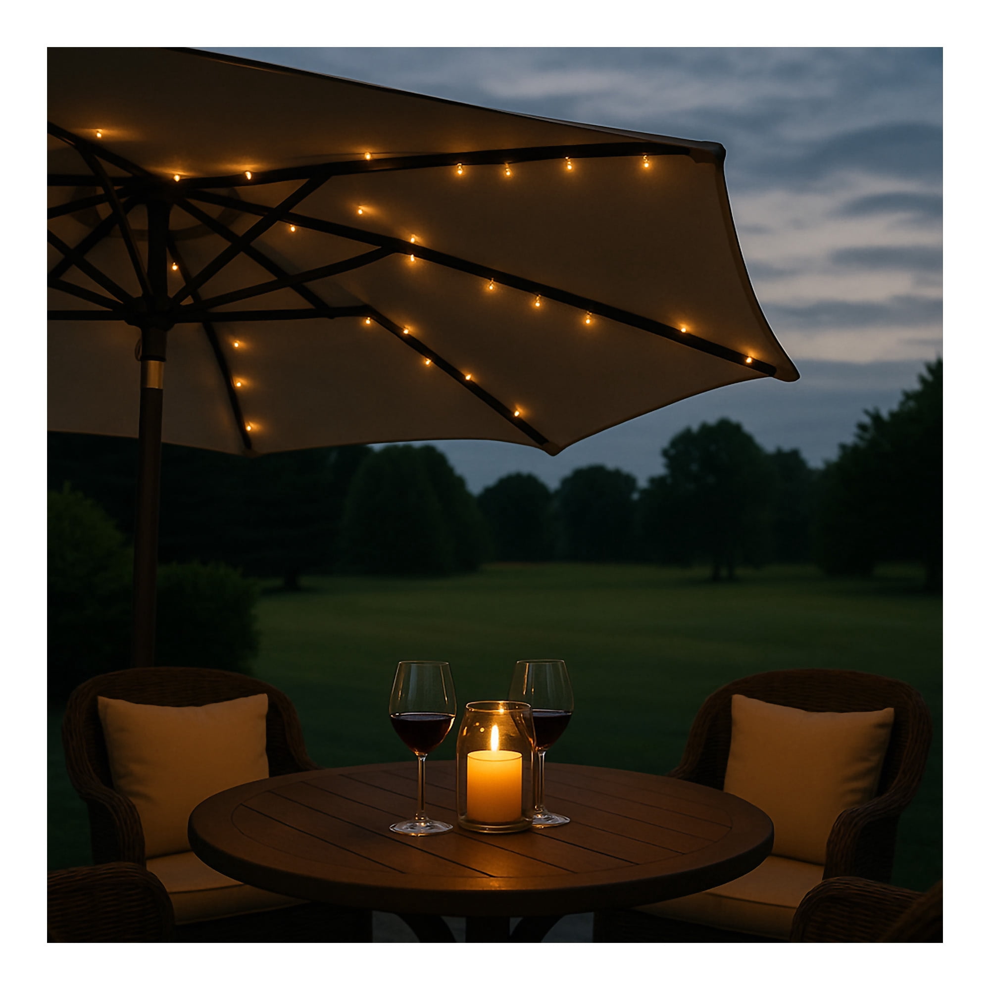 Mainstays Solar LED Umbrella Light with 72 Lights - Warm White