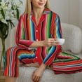 thumbnail image 6 of Uemuo Mexican Serape Blanket Stripes Pattern Womens Pajama Sets,PJ Set for Women,Pajamas for Women Logo,Long Sleeve Pajama Set for Women,Soft Long Sleeve Top With Pants-Small, 6 of 9