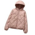 thumbnail image 4 of jtjvou Quilted Jackets for Women Zip Up Hooded Winter Coats Lightweight Loose Puffer Padded Outerwear with Pockets Pink XS, 4 of 7