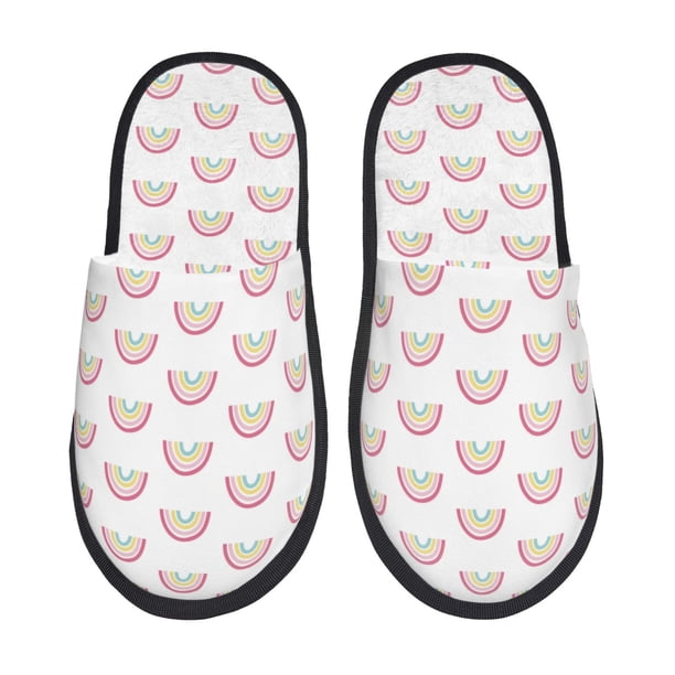 Fotbe Rainbow Pantuflas Peludas para Mujer con Estampado, Zapatillas de Peluche, Zapatos de Invierno para Casa, Uso Interior y Exterior-Large