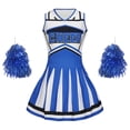thumbnail image 2 of Girls Cheerleading Performance Outfit Dance Gymnastics with Top and Skirt for Kids Youth Set Blue Size 9-10 Y, 2 of 6
