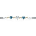 thumbnail image 2 of Gem Stone King 925 Silver and 10K Yellow Gold Moissanite and Persian Blue Moissanite and Lab Grown Diamond Bracelet for Women (2.98 Cttw, Heart 6.5/7/7.5 inch, Made in Italy), 2 of 5