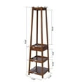 thumbnail image 2 of eHemco 8-Hook 70.2" H Wooden Coat Rack Stand, 3 Storage Shelves and Drawer, Heavy Duty Hall Tree, Coffee, 2 of 7