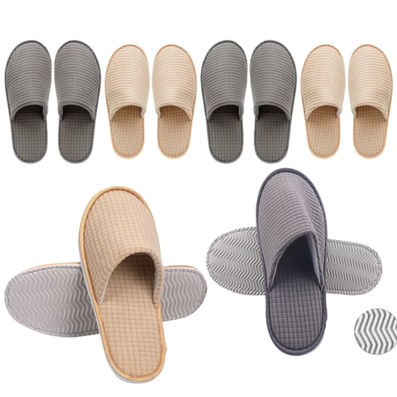 6 Pairs Slip-Resistant Slippers for Spa, Hotel, Bedroom, Guest, Thickened Fleece-Lined Slippers