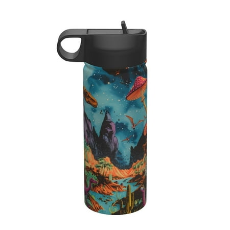

Adobk Galactic Jungle Dinosaurs Print Water Bottle 18oz Sports Insulated Kettle for Cycling Gym Basketball Outdoor Suitable as a Present