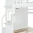 thumbnail image 6 of Castle Bunk Bed with Stairs, Slide, 2 Drawers and 3 Shelves, Solid Wood Twin Over Twin Bunk Bed Frame with Full-Length Guardrail, Multifunctional & Space Saving Bunk Bed, No Box Spring Needed, White, 6 of 7