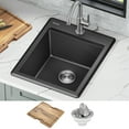 thumbnail image 2 of KRAUS Bellucci 18 Granite Composite Workstation Drop-In Top Mount Single Bowl Kitchen Bar Sink in Metallic Black with Accessories, 2 of 18