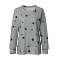 thumbnail image 2 of Gomelly Women T-shirt Crew Neck T Shirt Sport Tee Ladies Basic Work Pullover Stars Print Tops Gray XL, 2 of 6