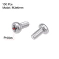 thumbnail image 2 of Unique Bargains M3x6mm Machine Screws Pan Phillips Cross Head Screw Fasteners Bolts 100Pcs, 2 of 5