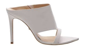 white open toe heeled mules
