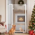 thumbnail image 2 of 55" Extra Tall Pet Gate for Cat/Dog, 32.68"-38.19" Wide, 1.18" Ultra Narrow Spacing Dog Gate, No Drilling Pressure Mounted Cat Fence Safety Gate for Stairs, Doorways, Hallways-140cm,White,1, 2 of 10