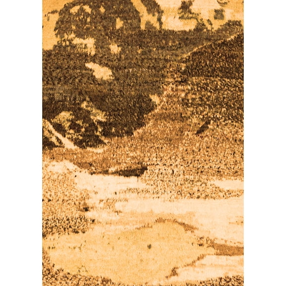 Ahgly Company Indoor Rectangle Abstract Orange Modern Area Rugs, 5' x 7'