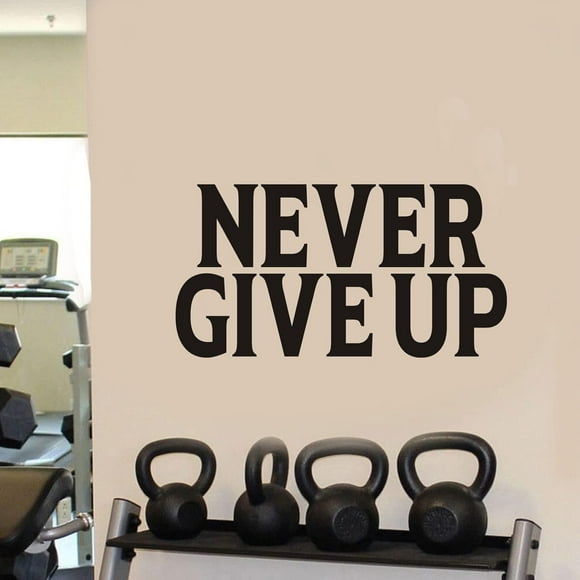 AnFigure Office Quotes Wall Stickers: Inspirational Gym Vinyl Art Wall Decals for Garage Classroom School Workspaces - Never Give Up 21"X11"