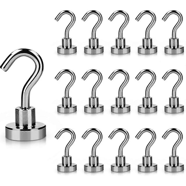 Magnetic Hooks 16pcs 18lbs Magnet Hooks Neodymium Magnets With Hooks For Kitchen Garage Gift