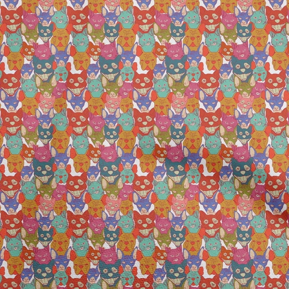 oneOone Polyester Spandex Orange Fabric Cat Sewing Fabric By The Yard Printed Diy Clothing Sewing Supplies 56 Inch Wide