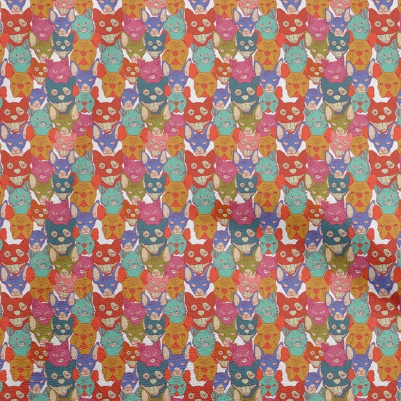 oneOone Polyester Spandex Orange Fabric Cat Sewing Fabric By The Yard Printed Diy Clothing Sewing Supplies 56 Inch Wide