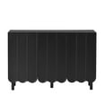 thumbnail image 3 of M optimized Modern Shoe Cabinet with 5 Solid Wood Legs, Minimalist Sideboard with 3 Wave Doors, Adjustable Shelves, Large Storage Cabinet, 3 of 9