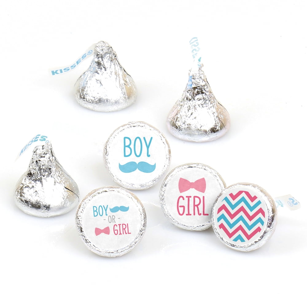 Chevron Gender Reveal 108 Round Candy Labels Gender Reveal Favors