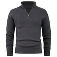 thumbnail image 2 of Stamzod 1/4 Zip Pullover Mens Sweater Solid Color Stand Collar Long Sleeve Sweaters for Men Casual Knitted Sweatshirts Dark Gray E XXXL, 2 of 7
