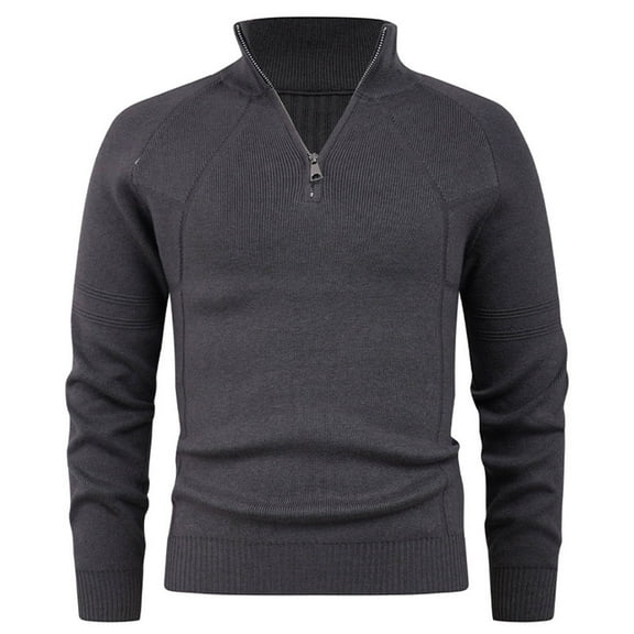 Betivan Mens Slim Fit Zip Up Mock Neck Polo Sweater Casual Long Sleeve Sweater and Pullover Sweaters with Ribbing Edge