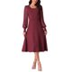 thumbnail image 1 of Vestido de manga larga de malla con volantes para mujer INSPIRE CHIC, cuello redondo, plisado, tejido de punto midi, vestidos de suéter casuales, 1 of 5