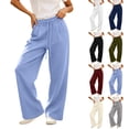 thumbnail image 2 of Qingpeng Womens Wide Leg Sweatpants Drawstring Loose Lounge Pants with Pockets Petite Wide Leg Pants Work Casual Sweatpants, 2 of 7