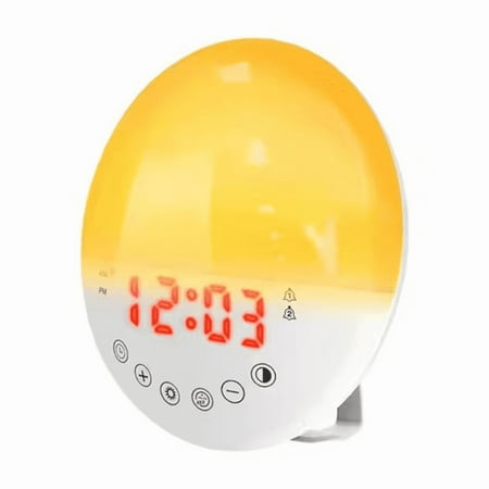 Wake Up Light Sunrise Alarm Clock with FM Radio, 7 - Color Lamp & Adjustable Brightness for Heavy Sleepers, Kids, Teens - Bedroom Bedside Natural Light Alarm Clock