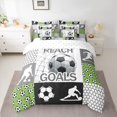 thumbnail image 3 of Homewish Kids Football Sports 7 Pieces Bedding Comforter Set,Soccer Ball Game Full Bedding Set,Patchwork Geometric Plaid Fitted Sheet Flat Sheet For Boys Teens,Ultra Soft Home Decor Reversible, 3 of 9