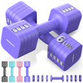 thumbnail image 1 of Juego de mancuernas FEIERDUN 5 en 1 ajustables, 2 unidades de 5,4 kg y 2,7 kg, color morado, 1 of 6