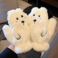 thumbnail image 3 of Ladies Winter Cute Cartoon Bear Fingerless Warm Plush Cycling Gloves with Thickened Design, 3 of 5